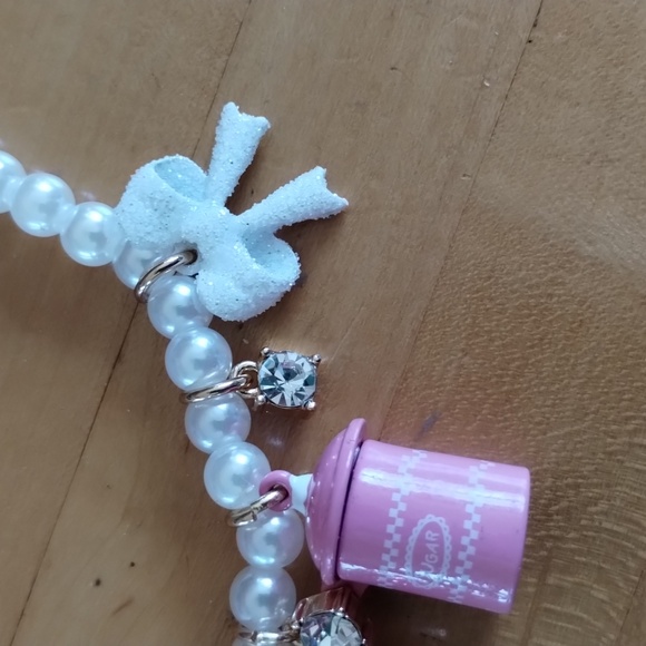 Betsey Johnson Kitchen Charm Choker Necklace Faux Pearl 7-11" Nwt - Picture 3 of 9